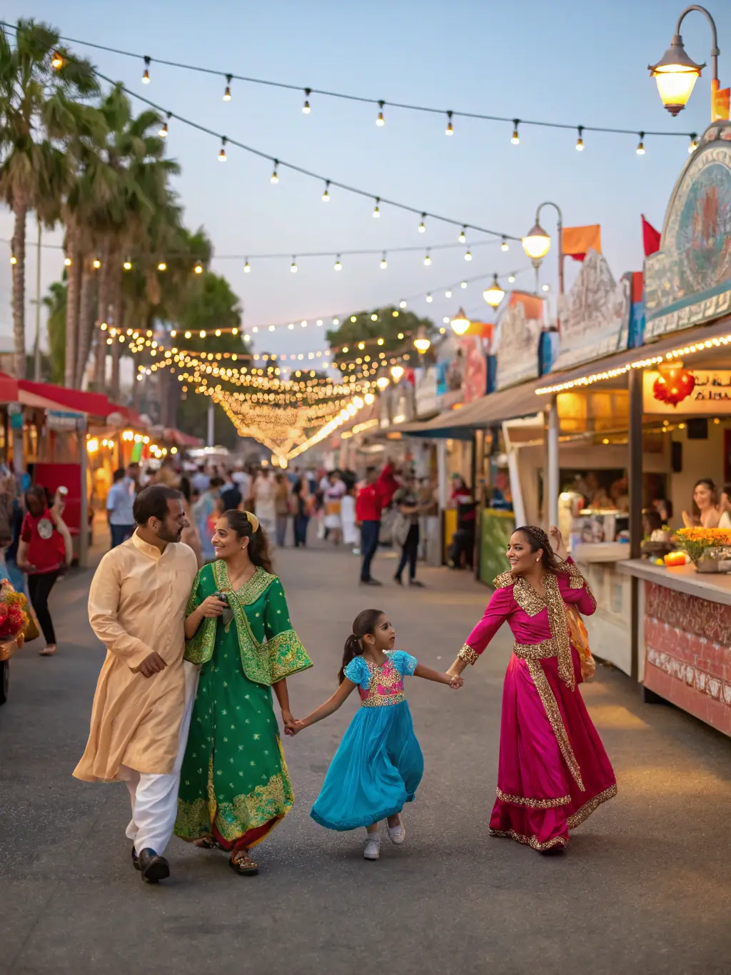 A lively scene from a cultural festival in Maurs, featuring traditional music, dance, and food stalls, with people of all ages enjoying the festivities.